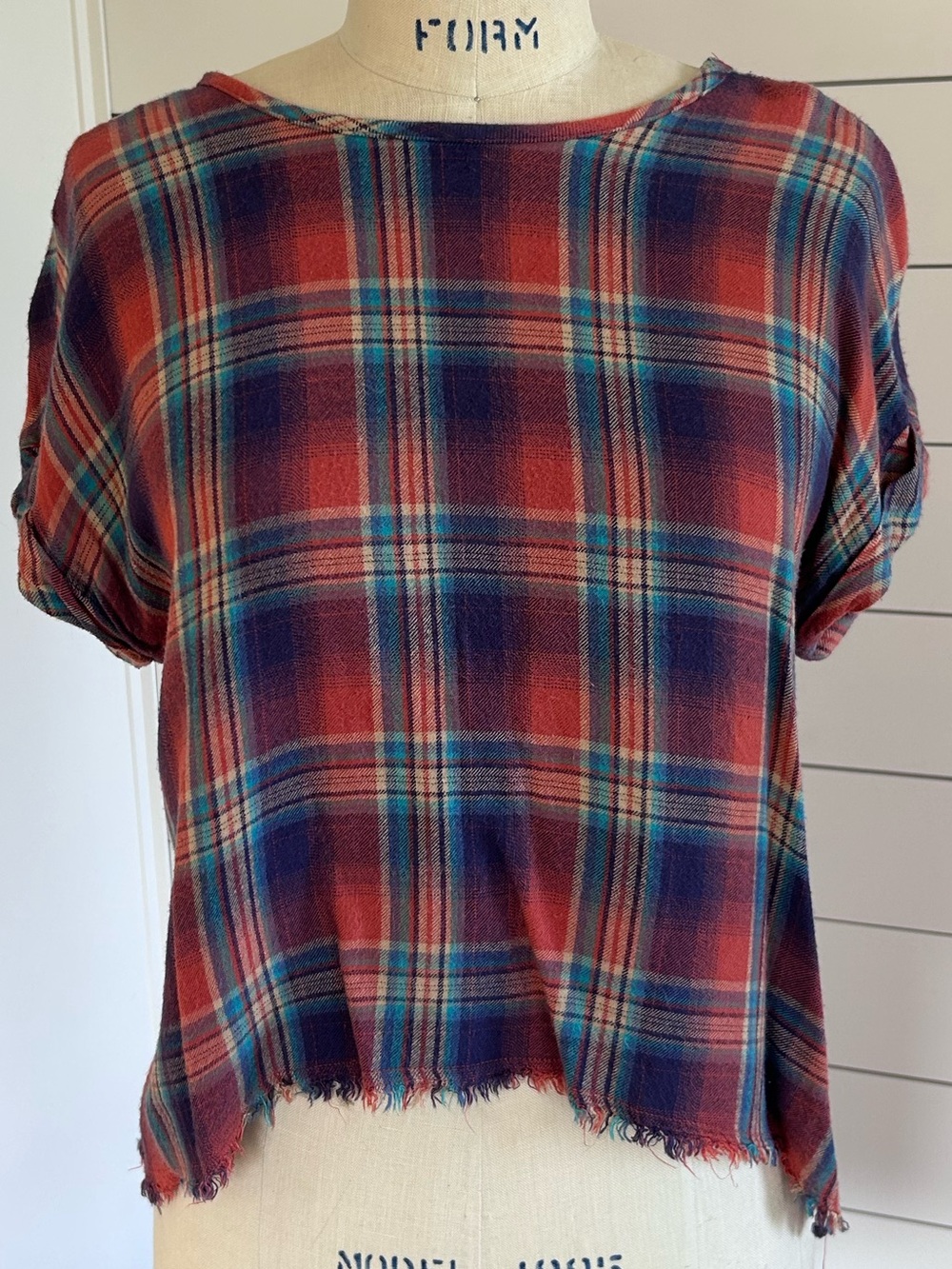 Plaid Short-Sleeve Women's Top - Anthropologie